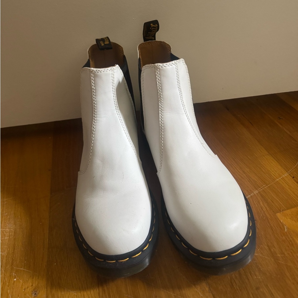 Doc Martin White Leather Chelsea Boots